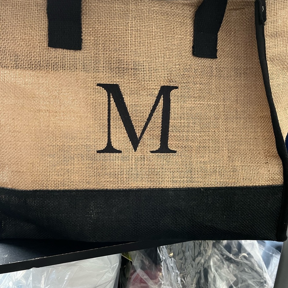 Stylish Tan and Black Tote Bag